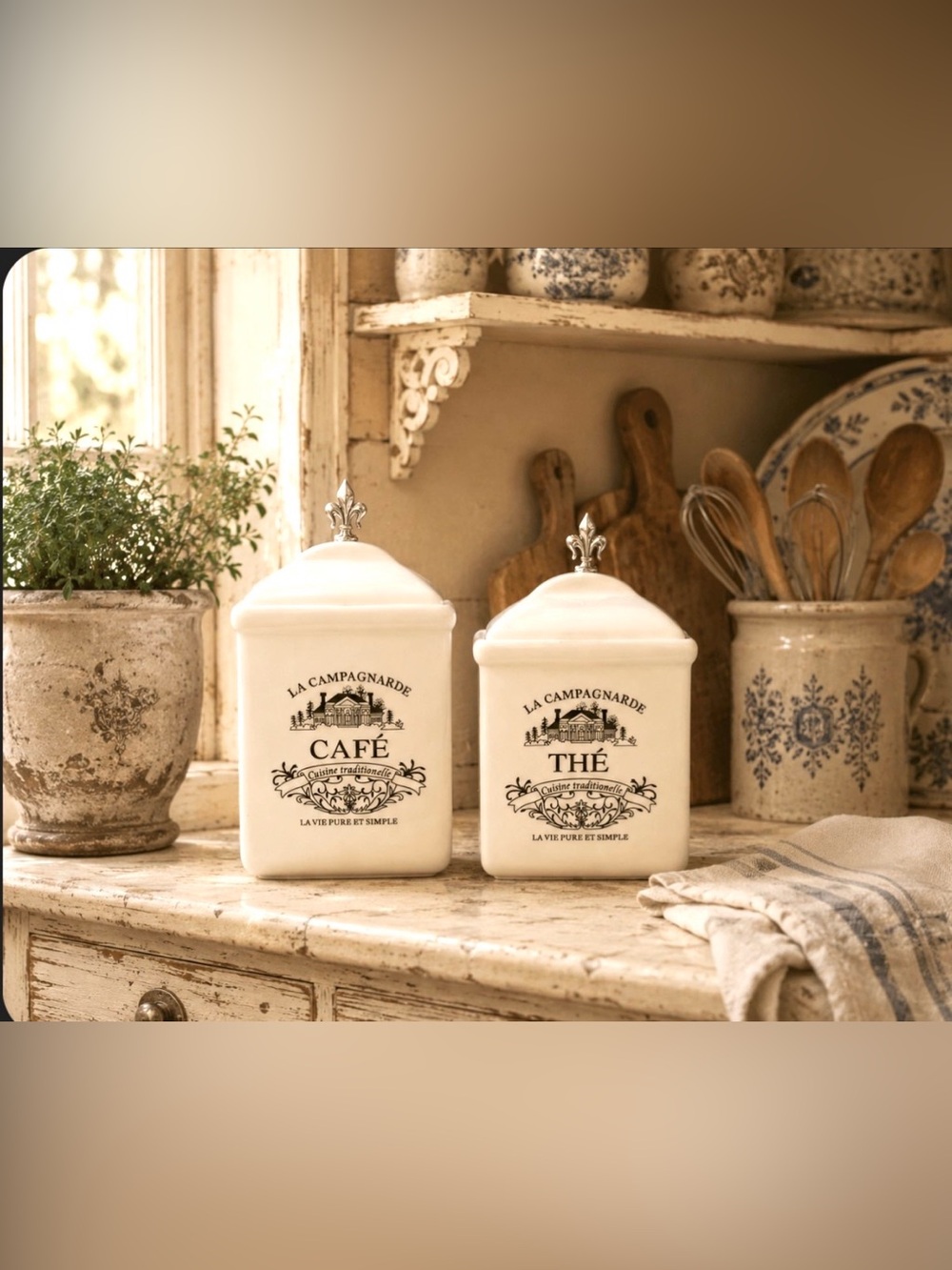 American Atelier Madison black and white canister set French country decor